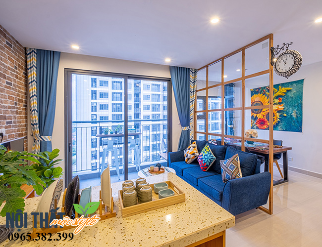 Dự án nội thất chung cư Vinhomes Ocean Pack ean Pack với tông xanh biển kết hợp vàng tươi mới