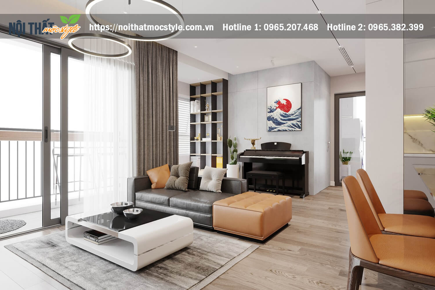 Thiết kế nội thất phòng khách đẹp dự án Vinhome Smart City