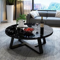 Bàn trà mặt đá TA01 màu đen sang trọng, điểm tô không gian sống đẳng cấp