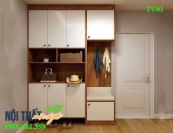 Tủ giày TU01 full trần màu trắng sang trọng