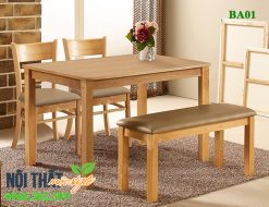 bàn ghế ăn kết hợp ghế băng BA01