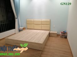 giường ngủ GN129 bọc nệm vàng bắt mắt