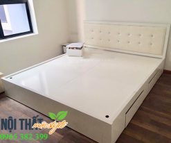 Giường ngủ gỗ công nghiệp màu trắng