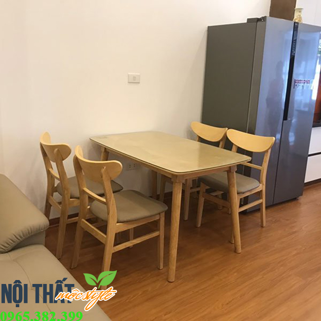 bộ bàn ăn mango hiện đại màu gỗ tự nhiên