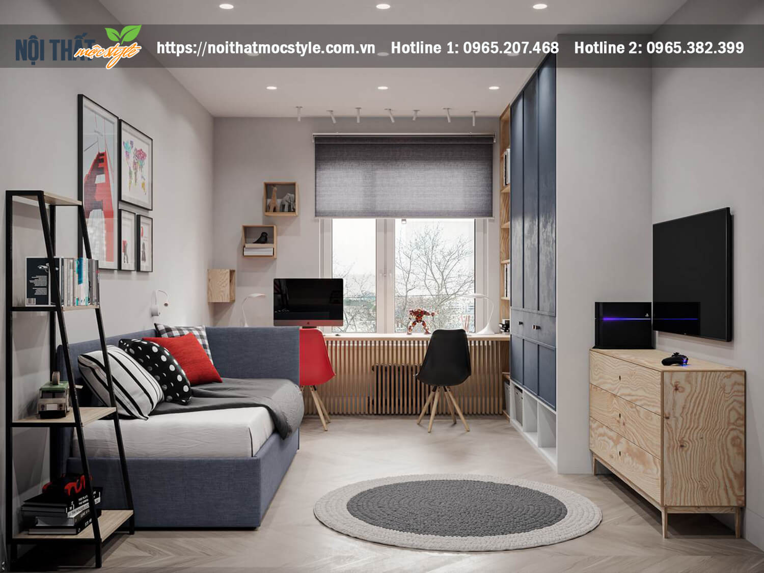 Không gian phòng khách hiện đại căn hộ 90m2