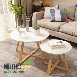 Cặp bàn trà gỗ TA08 mặt trắng