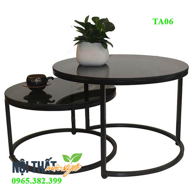 Cặp bàn trà kính đen Cặp bàn trà kính đen