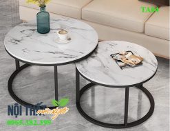cặp bàn trà chân sắt mặt đá