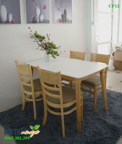 Bộ bàn ăn cabin mặt trắng