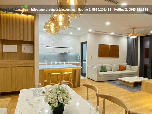 Phòng khách hiện đại tông màu vàng nâu quyền lực