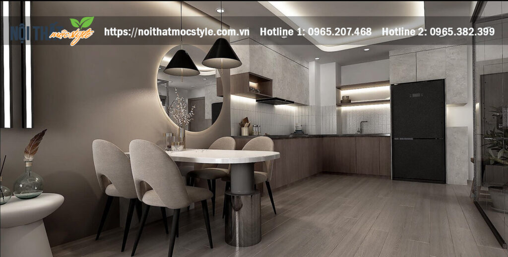 Bếp và khu vực bàn ăn