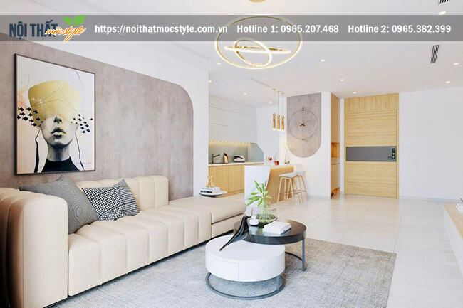 Bộ bàn ghế sofa là tiêu điểm chính cho không gian phòng khách