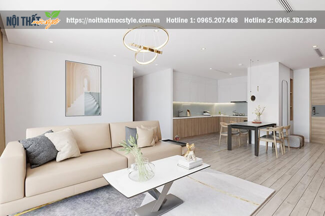 Không gian nội thất chung cư thông thoáng và liền thông