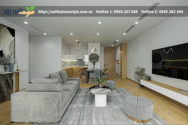 Không gian nội thất phòng khách thông thoáng