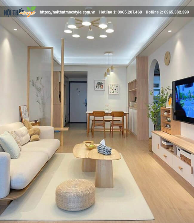 Phòng khách hiện đại và mộc mạc