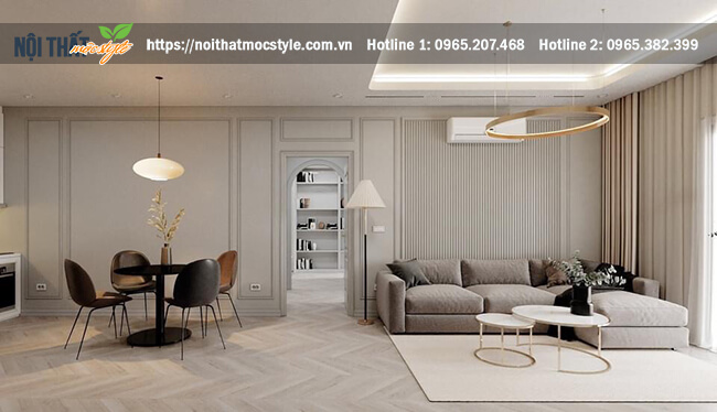Tổng thể không gian phòng khách thông thoáng