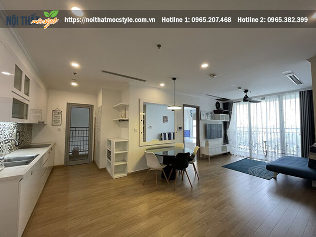 Tổng thể nội thất hiện đại, lối đi lớn