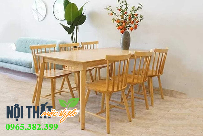 Bộ bàn ghế ăn song tiện 1m6