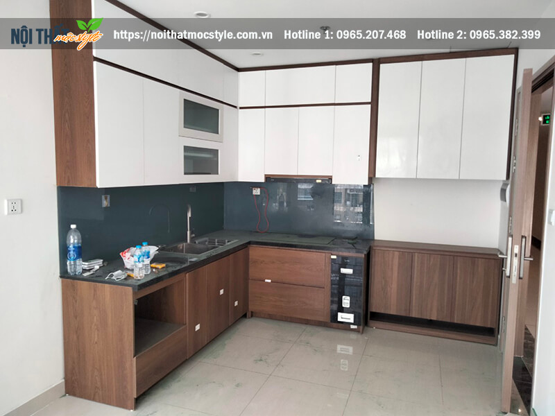 Hệ tủ bếp hình chữ L hiện đại