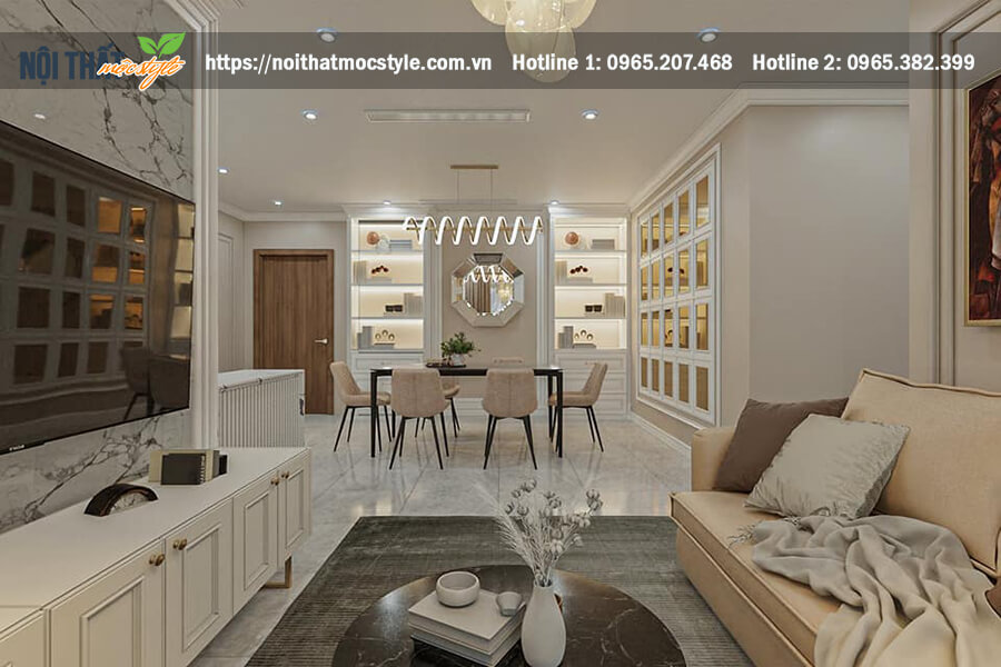 Tổng thể nội thất phòng sinh hoạt chung