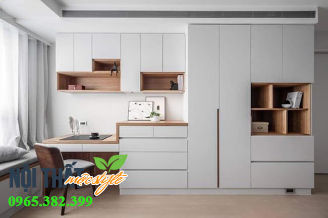 Hệ tủ quần áo kết hợp bàn làm việc