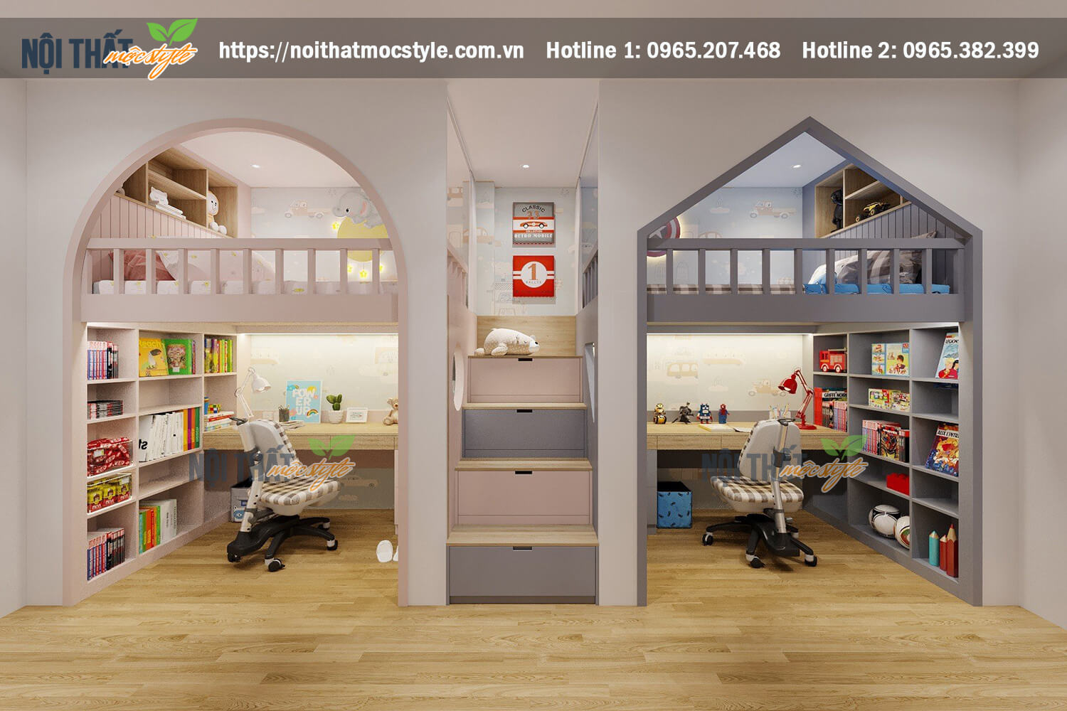 giường tầng trẻ em GT02 cho 2 bé khác giới