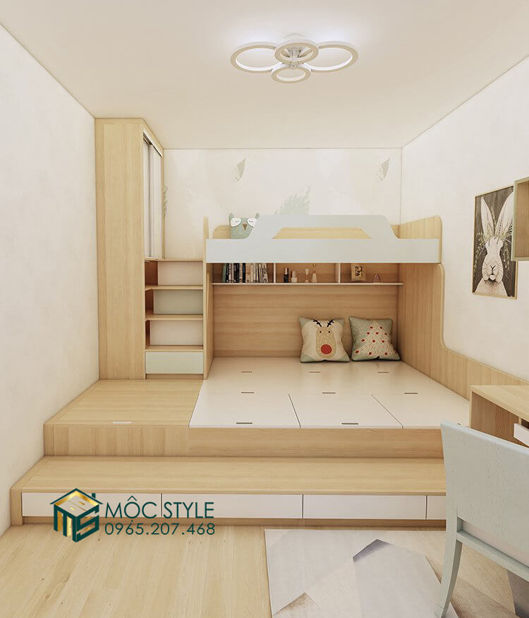 Giường tầng phòng của bé được thiết kế vô cùng hiện đại