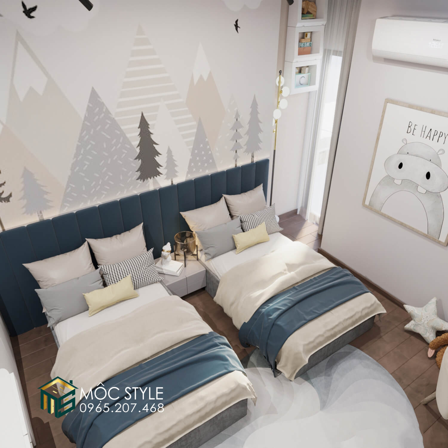 Không gian phòng ngủ của 2 bé sinh đôi