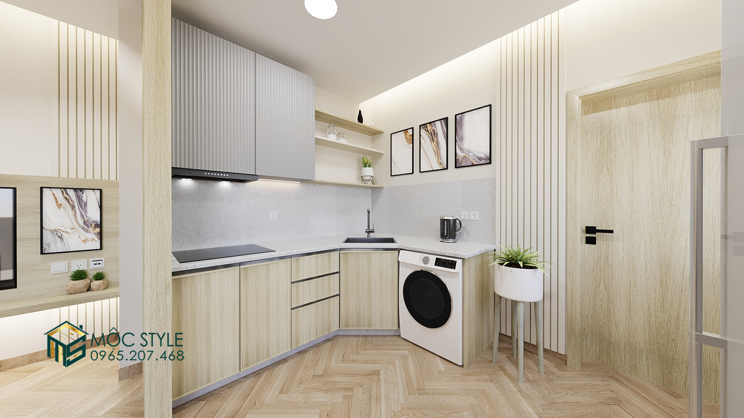 Khu vực bếp mang tới công năng sử dụng hiện đại và tiện lợi