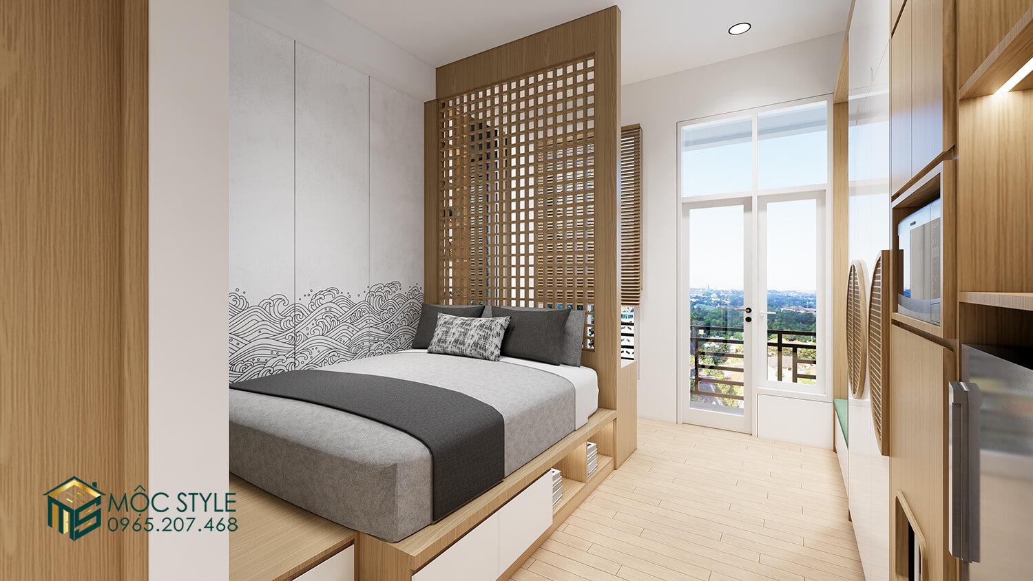 Không gian nội thất chung cư studio theo phong cách Japandi