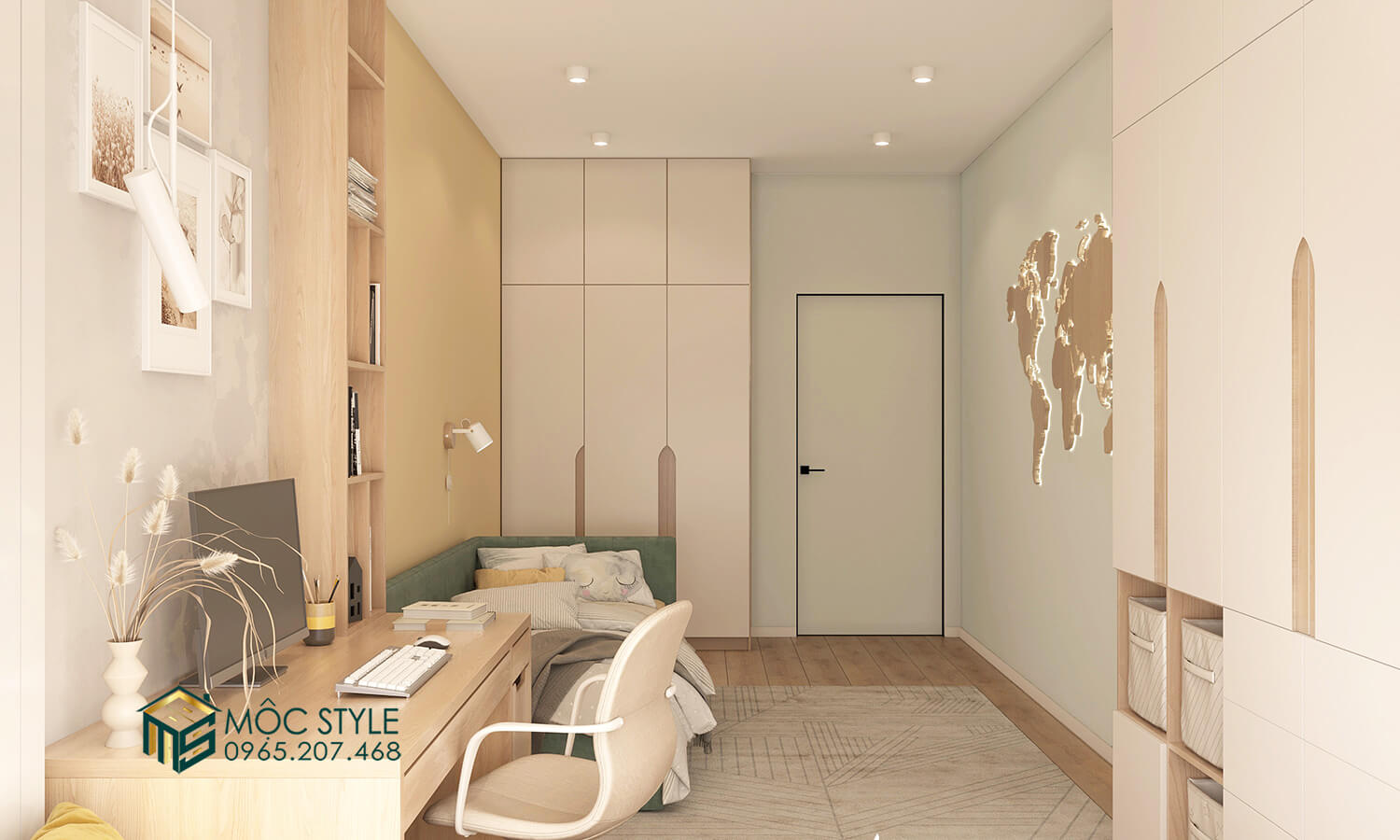 Tổng thể không gian mẫu phòng ngủ của bé PN13