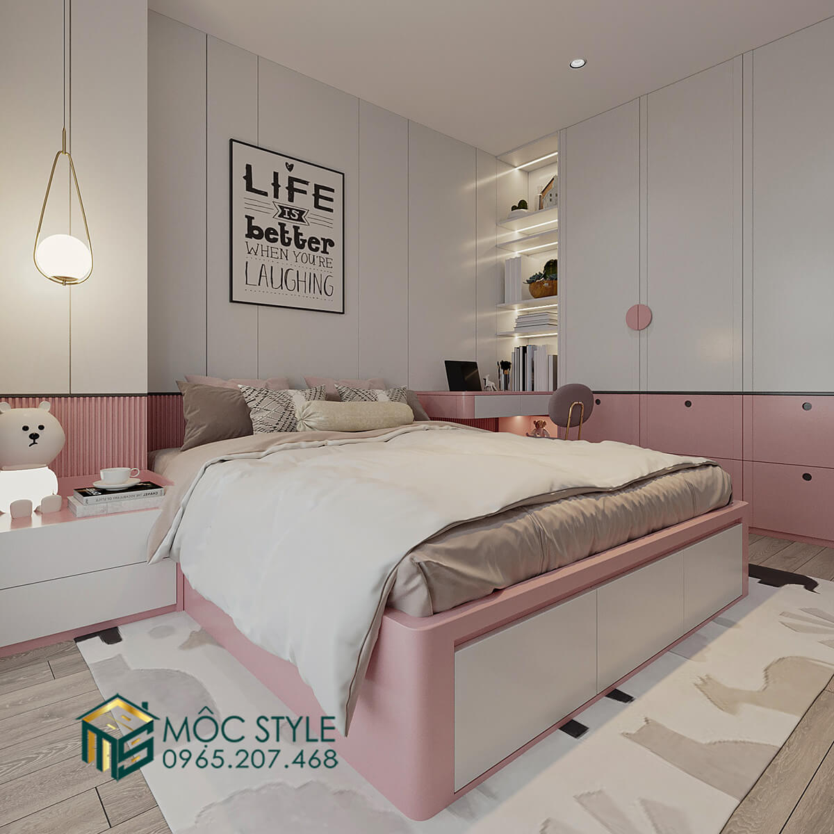 Không gian màu hồng nổi bật